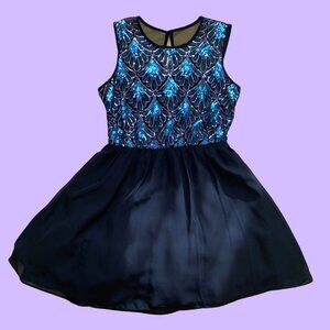 Love Reign Silver & Blue Sequence Black Sleeveless Party Prom Dress - Juniors 9